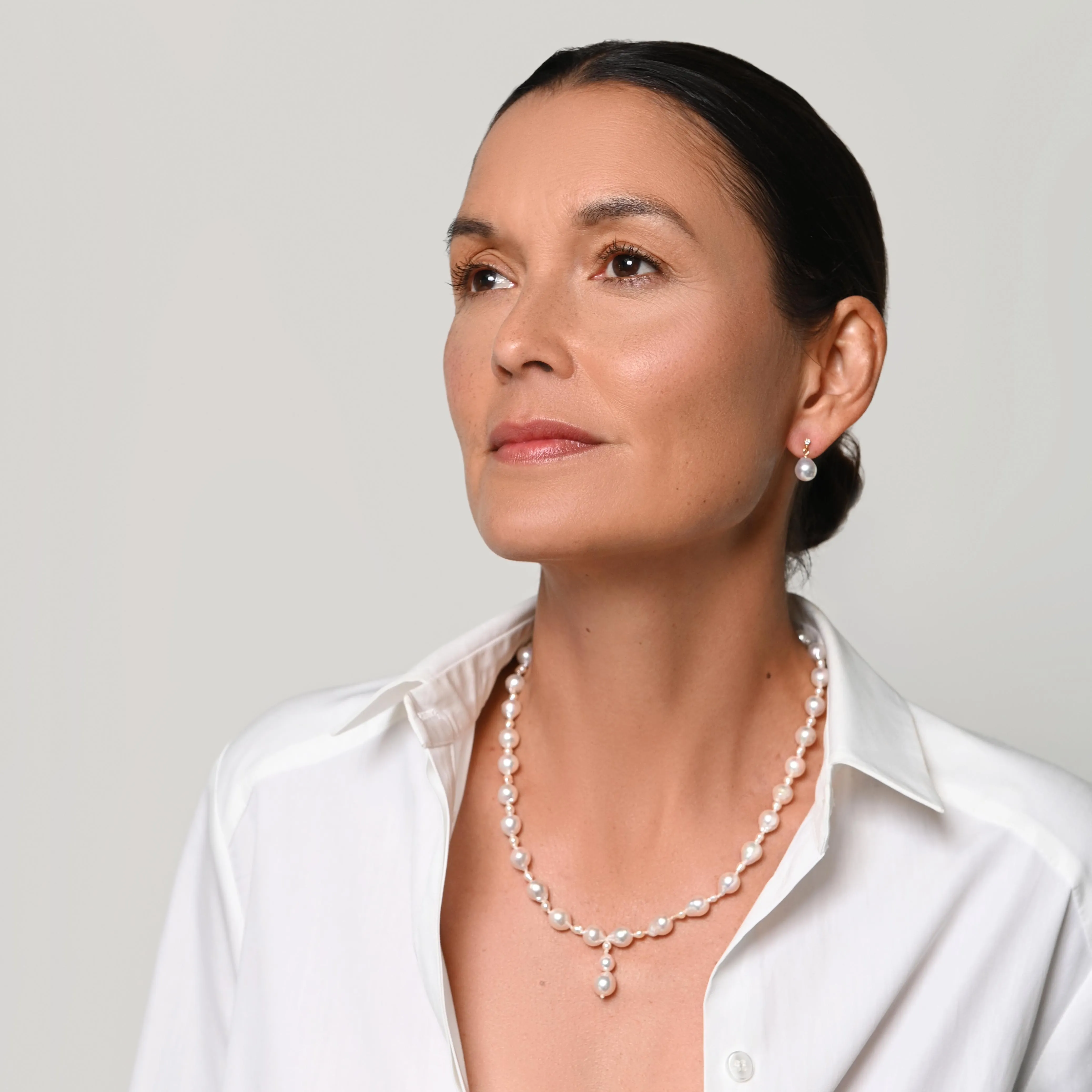 White Akoya Seed & Large Baroque Boulder Drop Necklace