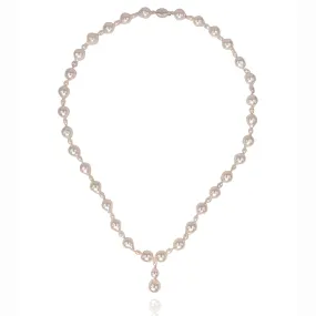 White Akoya Seed & Large Baroque Boulder Drop Necklace