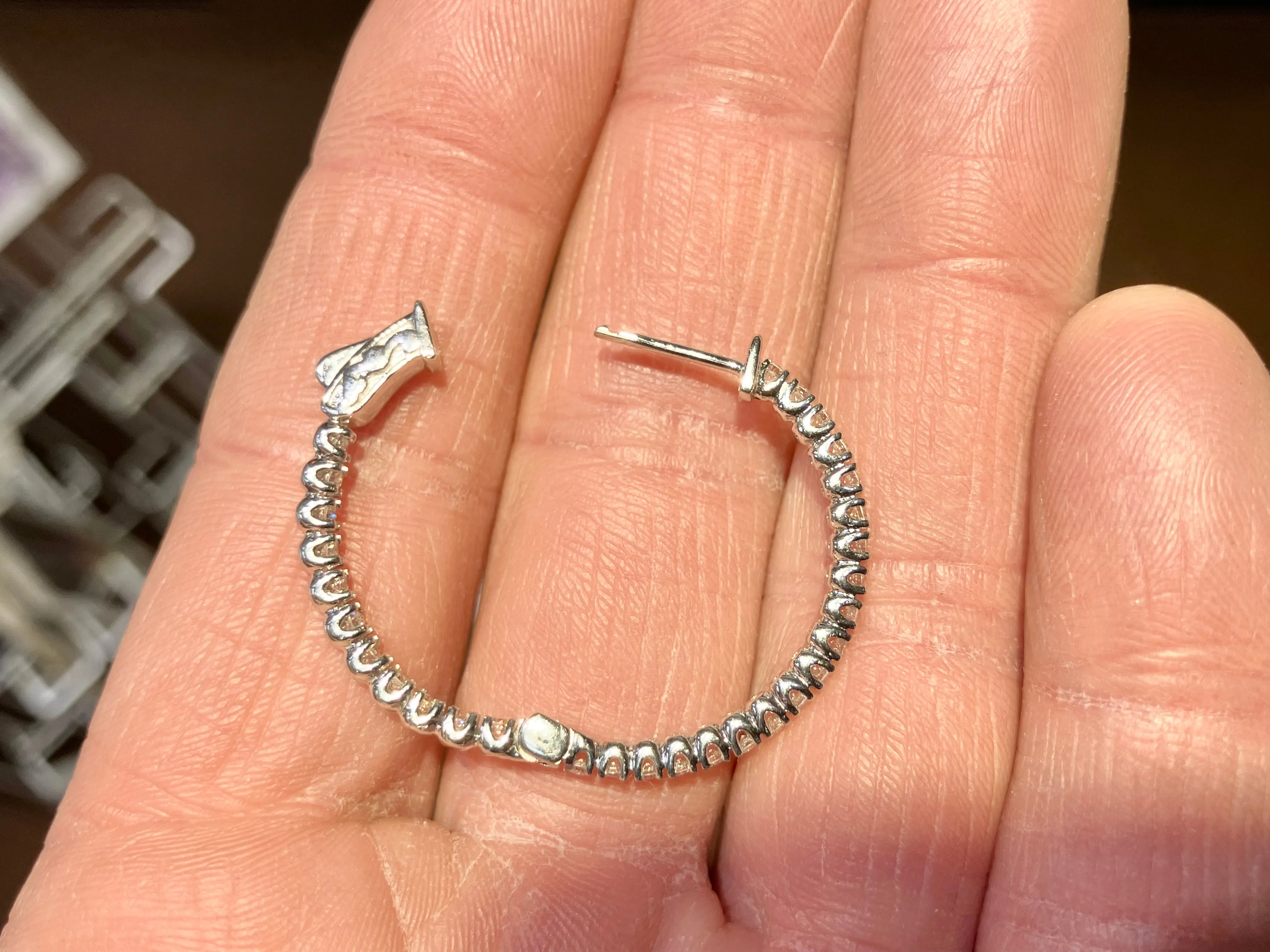 White Gold Inside Outside Diamond Hoop Earrings 0.90 Carats