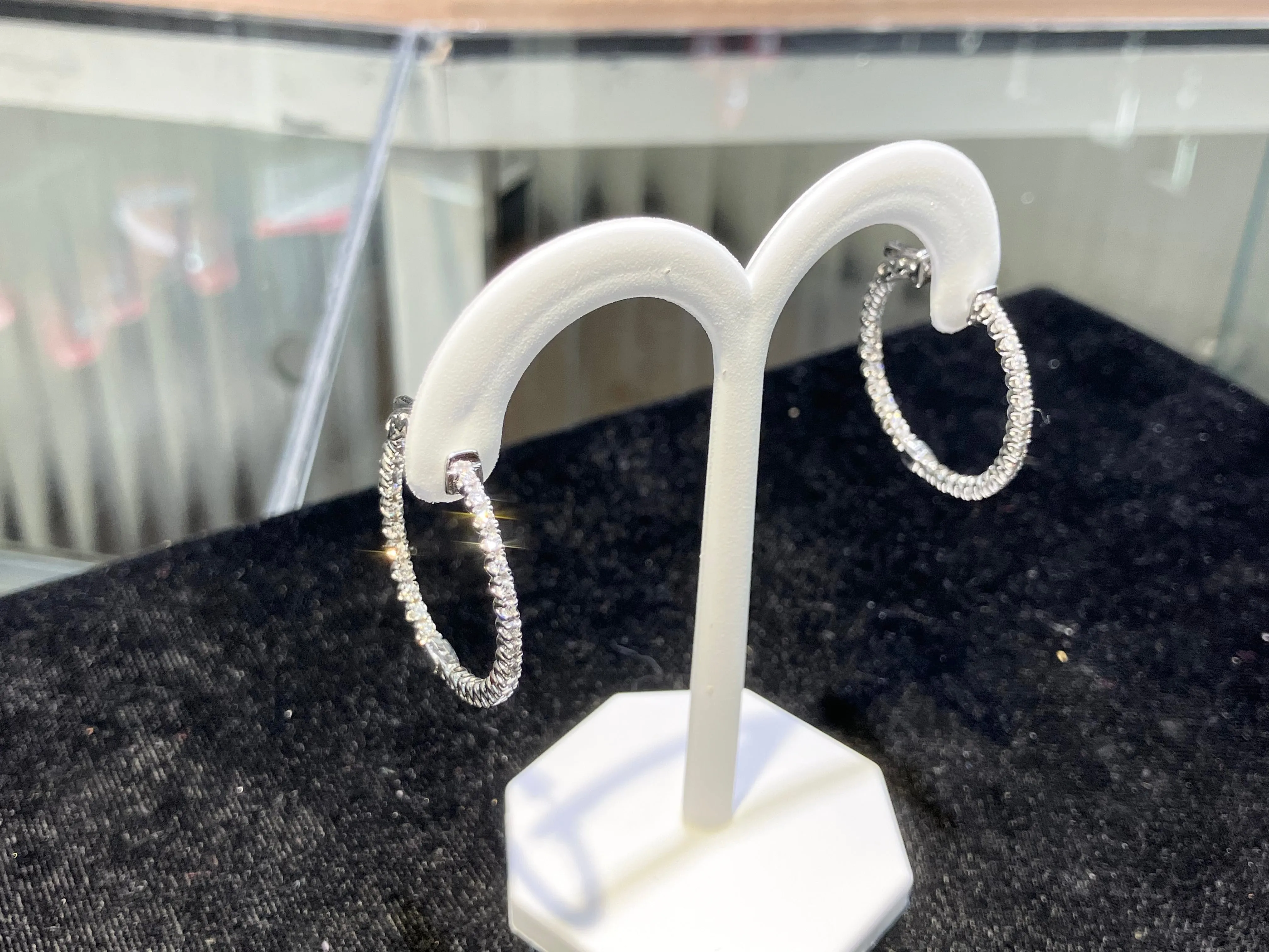 White Gold Inside Outside Diamond Hoop Earrings 0.90 Carats