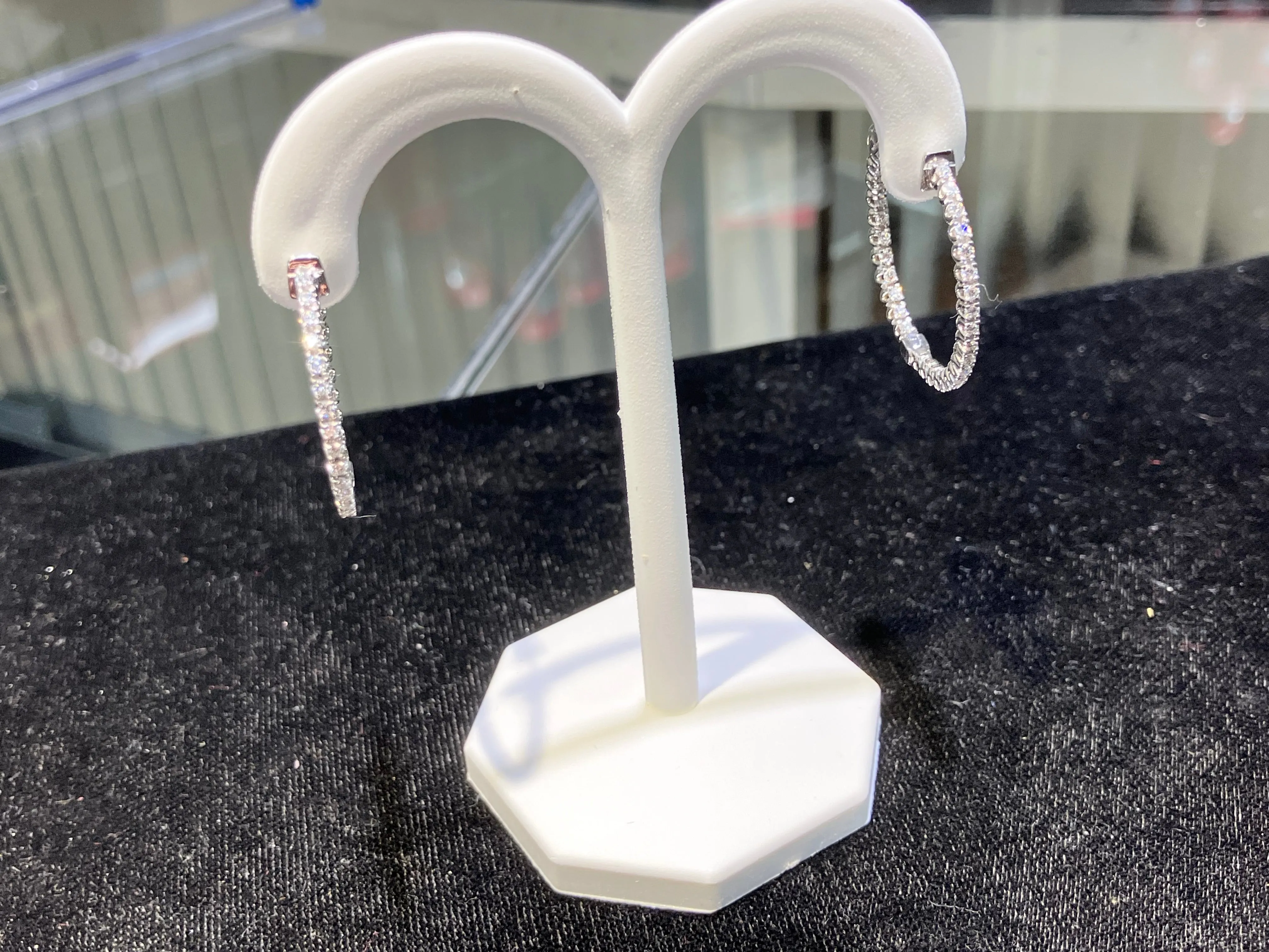 White Gold Inside Outside Diamond Hoop Earrings 0.90 Carats