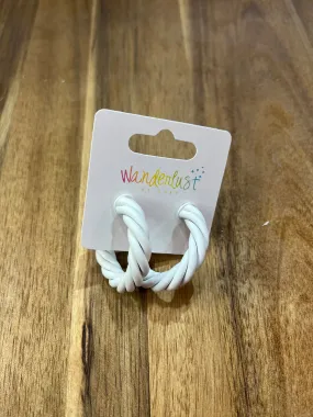 White Hoop Earrings