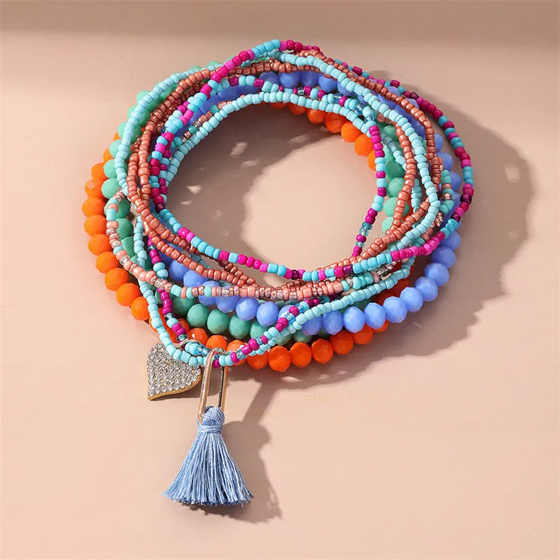Wholesale Bohemian Style Colorful Beaded Anklets