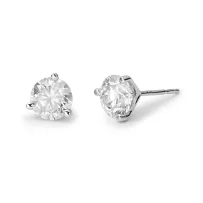 Women's Round Cut Solitaire Diamond Stud Earrings 2.04ctw 14K White Gold