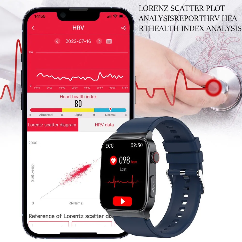 XIAOMI E500 ECG PPG Smart Watch Blood Glucose Electrocardiogram Temperature Blood Oxygen Sleep Monitoring Sports Smart Watch
