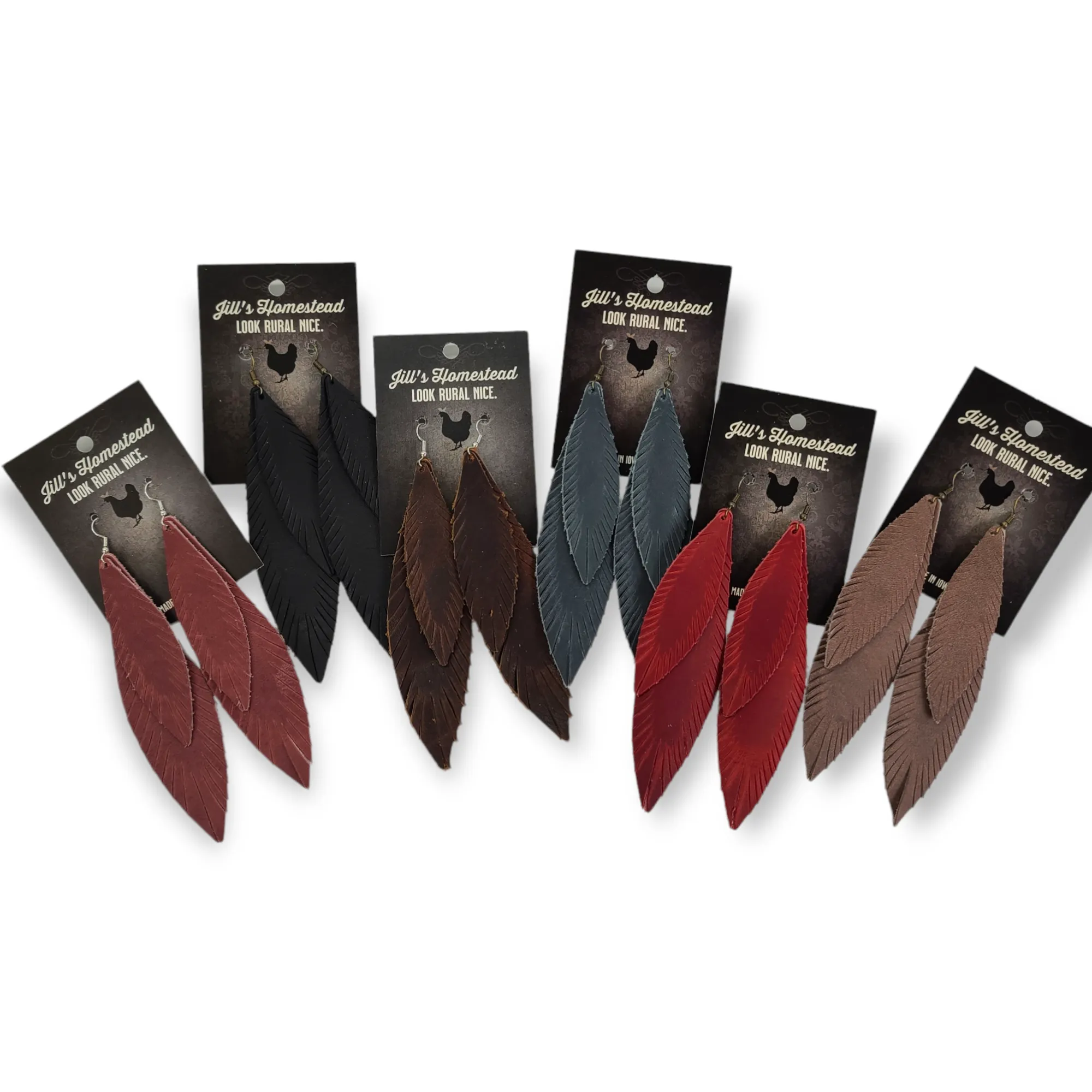 XL Double Feather Earrings - Chestnut